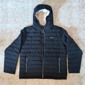HFX Outdoors Sherpa Hooded Puffer Jacket Black Large Full Zip